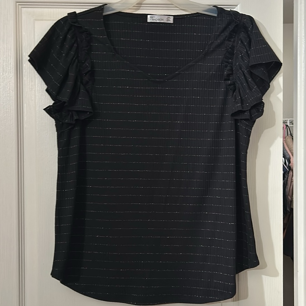 Black with gray stripes blouse